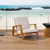 Lyngins Classic Adirondack Outdoor Club Chair with Beige Cushion & Acacia Wood Frame, Patio Lounge Chair/Outdoor Accent Chair for Backyard - 2 of 4