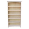 72"x38" Shaker Bookcase Unfinished - International Concepts: Solid Parawood, 6-Tier Storage - 3 of 4