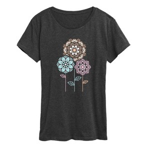 Women's - Instant Message - Mandala Flowers Short Sleeve Graphic T-Shirt - 1 of 4