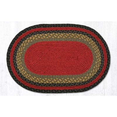 Earth Rugs Burgundy/ Olive/ Charcoal Oval Braided Jute Rug – Rustic Handcrafted Farmhouse Accent for Kitchen, Entryway & Living Room