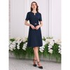 INSPIRE CHIC Women's Elegant A-Line Choker V Neck Belted Wear to Work Fit and Flare Dress - 2 of 4