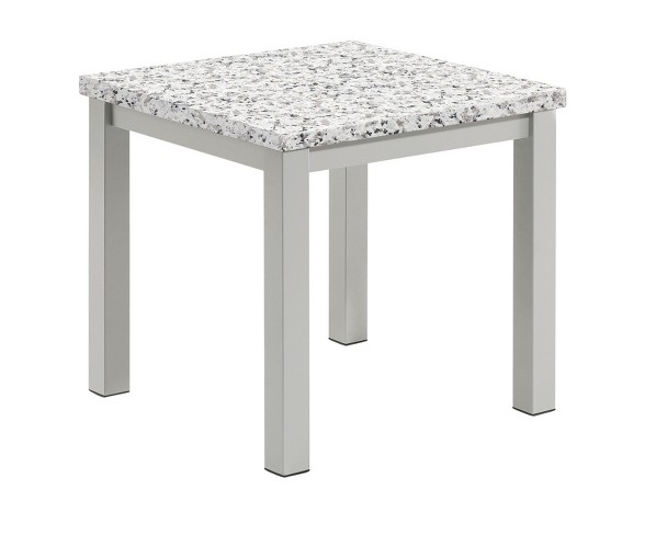 Travira Patio End Table - Powder Coated Aluminum Frame - Lite-Core Granite Ash Top - Oxford Garden