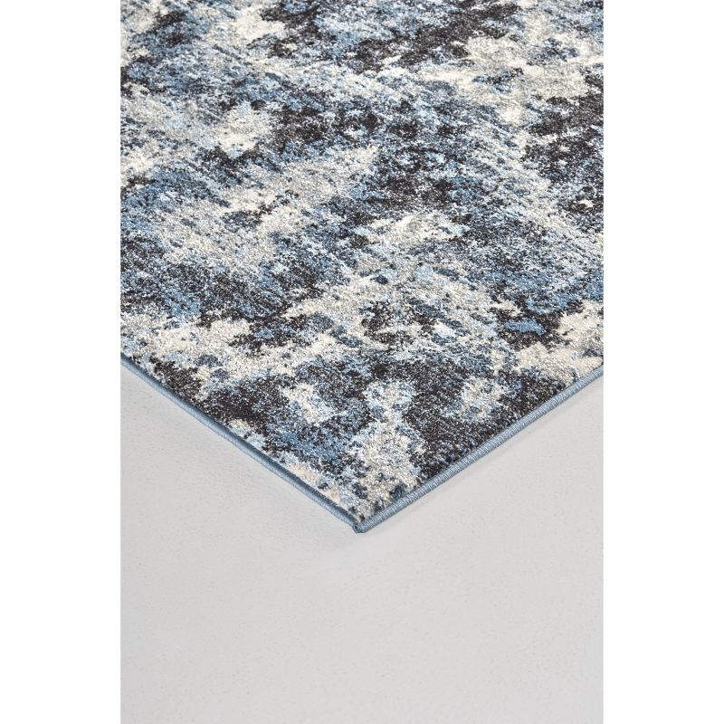 Ainsley Traditional Ikat Blue/Black/Ivory Area Rug, 3 of 8