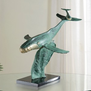 SPI Home Diving Lesson Sculpture – Humpback Whale Aluminum Statue, 22.5” Coastal Accent for Indoor or Garden Display - 1 of 4