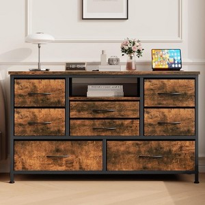 Jojoka 8-Drawer Dresser, Fabric Storage Tower for Bedroom, TV Console Table with Adjustable LED Lights, Adjustable Feet, for Living Room - 1 of 4