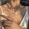 Y2K Baroque Pearl Choker | 18K Gold Plated Coin Charm Vintage Unisex Gift - 2 of 4