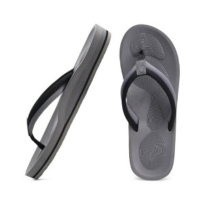 TIME HOLLOW Gray Lightweight Orthopedic Flip Flops - 1 of 3