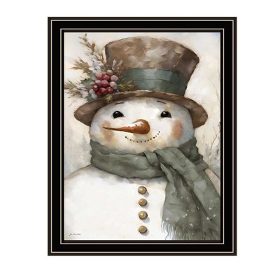 HomeRoots Old World Frosty The Snowman Black Framed Wall Art