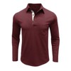 Mens Fall Casual Long Sleeve Polo Shirts Summer Button Collar Fashion Classic Top Blouse With Pocket - 2 of 4