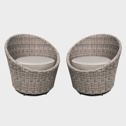 Claire 2pc Wicker Swivel Chair Gray Leisure Made Target