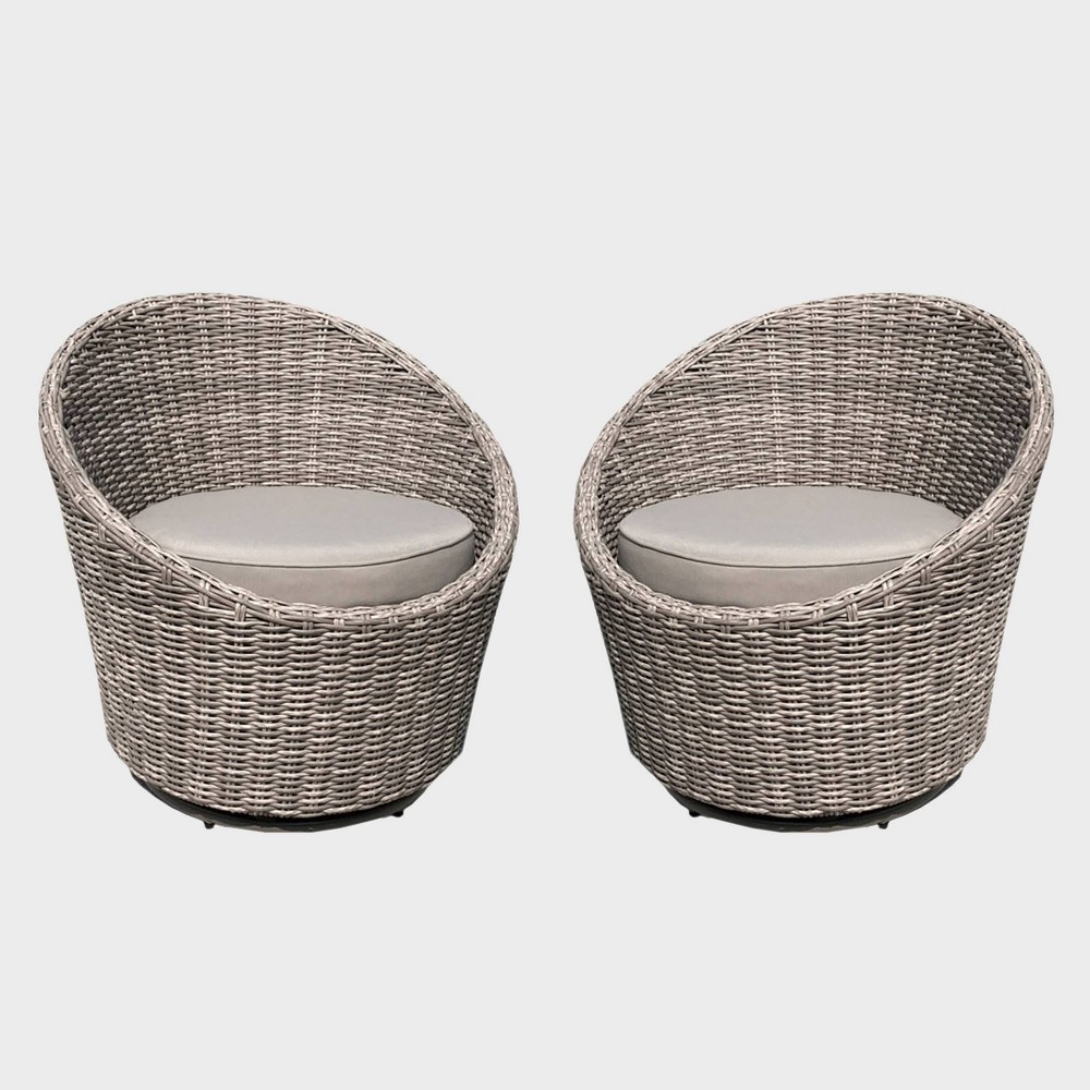 Claire 2pc Wicker Swivel Chair Gray Leisure Made
