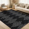 Washable Rug for Entryway, Geometric Diamond Stripes, Low Pile Distressed Farmhouse Carpet, Soft Neutral Carpet for Bedroom - 4 of 4