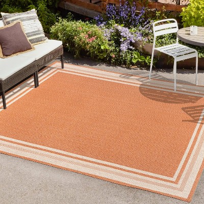 Ivory Stripe Easy-Care 4' x 6' Synthetic Indoor/Outdoor Rug