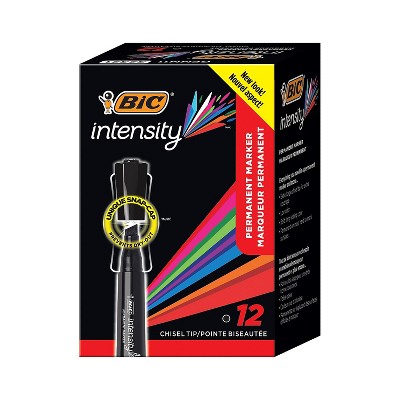 Bic Marking Chisel Tip Permanent Marker Tuxedo Black Dozen GPMM11BK