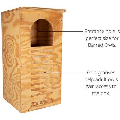 Natural Pine Barred Owl Nesting Box with Clean Out Door