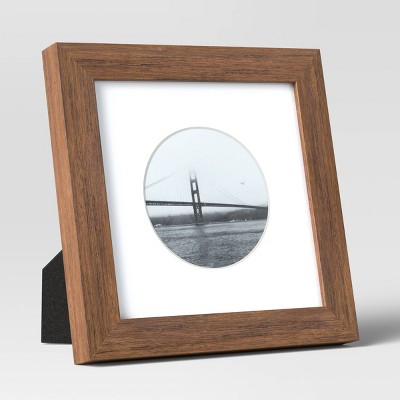 6" x 6" Matted to 4" x 4" Single Image Table Frame with Circle Brown - Threshold™: Polystyrene Material, Easel Back