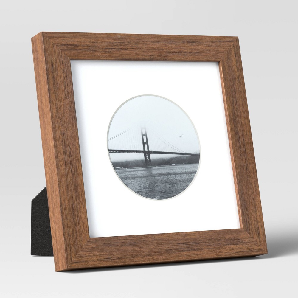 Photos - Photo Frame / Album 6" x 6" Matted to 4" x 4" Single Image Table Frame with Circle Brown - Thr