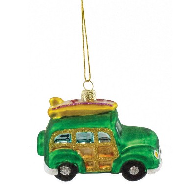 Beachcombers Blown Glass Woody Van Christmas Ornament