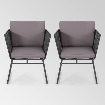 La Jolla Set of 2 Rope Weave Modern Club Chairs - Dark Gray/Gray - Christopher Knight Home