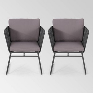 La Jolla Set of 2 Rope Weave Modern Club Chairs - Dark Gray/Gray - Christopher Knight Home - 1 of 4