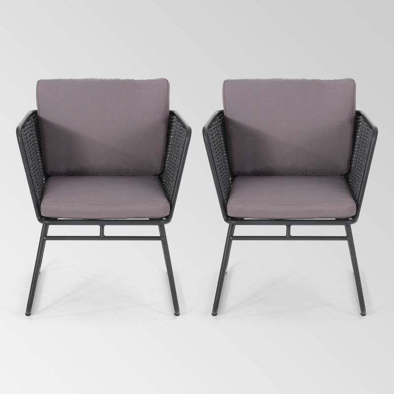 La Jolla Set of 2 Rope Weave Modern Club Chairs - Dark Gray/Gray - Christopher Knight Home, 1 of 8