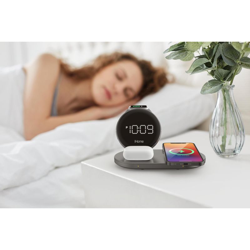 iHome 4-in-1 Compact Alarm Clock with  Fast Charging, 4 of 10