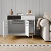Nasitip 31.5" Hidden Cat Litter Box Furniture with Storage, Double Door Cabinet & Scratching Pad, White - 2 of 4