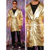 Lars Amadeus Men's Metallic Disco Party Long Trench Coat with Belt - 4 of 4