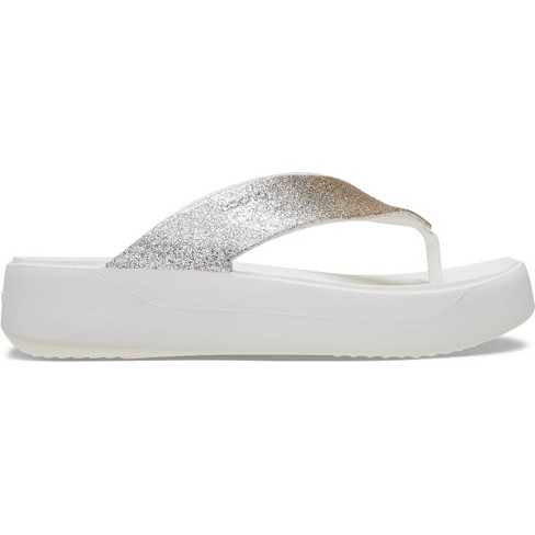 Crocs Womens Getaway Chunky Glitter Flip Flop Platform Sandals W11 White