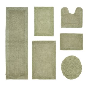 Edge Bath Rug 100% Premium Cotton Ultra-Soft Water Absorbent Tufted Solid Reversible 6 Piece Bathroom Rug Set for Machine Washable Bathmat - 1 of 4
