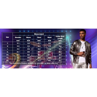 Мужские куртки COOFANDY Men's Metallic Jacket 70s Disco Party Varsity Jacket Zip-up Baseball Bomber Silver XXL — фото 6