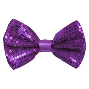 Men's Solid Color 3 W And 5 L Inch Pre-Tied adjustable Sequin Bow Ties - 1 of 3