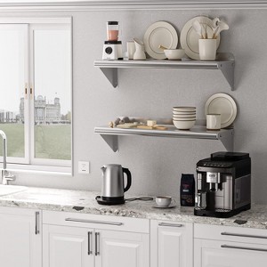 Heavy Duty Stainless Steel Floating Shelves 12 x 48 Inches, Wall Mounted Kitchen Shelf with 220LB Capacity, Easy to Assemble for Kitchen Storage - 1 of 4