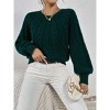 Coolmee Women's Sweaters Long Sleeve Chunky Cable Knit Casual Crew Neck Pullover Sweater - 2 of 4