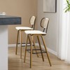 Bekrvio 26" Mid Century Modern Counter Height Bar Stools - Rattan Cane Back, Wood, PU Leather Upholstered for Kitchen Island Dining - 3 of 4