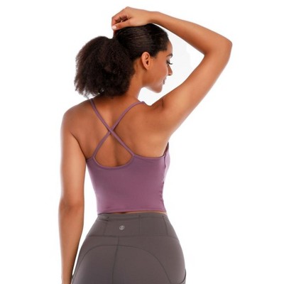 DOMETOUR Cross Back Athletic Yoga Sports Bra With Removable Chest Cushion