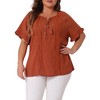 Agnes Orinda Women's Plus Size Lace Hollow Out Tassel Ruffle Boho Blouses - 2 of 4