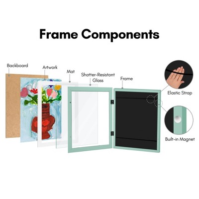Seafoam Green Wooden Kids Art Frame with Glass Front