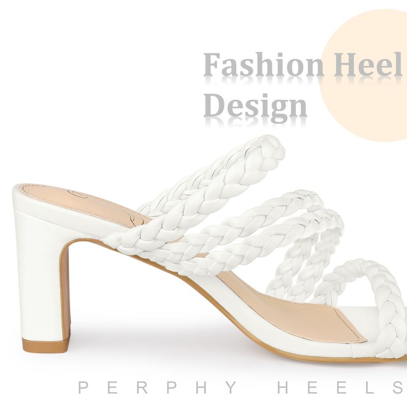 Perphy Square Toe Braided Heeled Chunky Heels Sandals for Women, 5 of 8