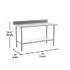 Flash Furniture Reese Commercial Grade 430 Stainless Steel 18 Gauge NSF Certified Kitchen Prep and Work Table with Adjustable Shelf and Backsplash - 4 of 4