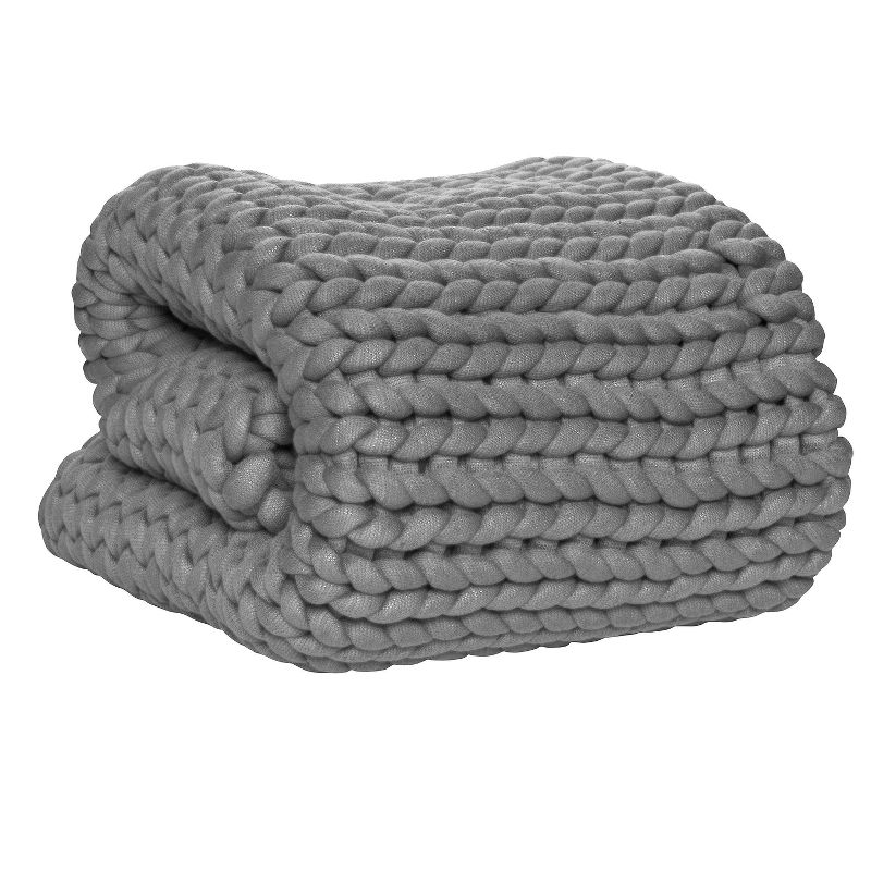 48"x72" 12lbs Chunky Knit Weighted Blanket - Tranquility, 4 of 7