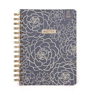 100 Sheet College Ruled evolve Journal 6&#34;x8&#34; Spiral Soft Cover Navy Succulents - Yoobi&#8482;_4