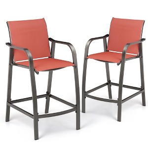 Pellebant Outdoor Aluminum Bar Stools Counter Height Bar Stool All-Weather Patio Furniture with Armrests Set of 2 - 1 of 4