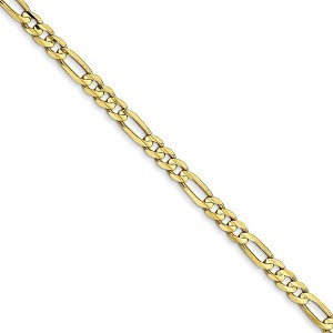 Black Bow Jewelry 3mm, 10k Yellow Gold, Concave Figaro Chain Necklace - 1 of 4