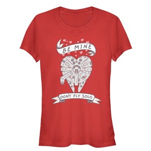 Juniors Womens Star Wars Valentine Don't Fly Solo T-Shirt - 1 of 3
