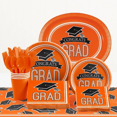 Graduation School Spirit Orange Party Supplies Collection