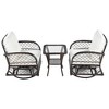 Maggift Rattan Patio Seating Set, with Two Two Swiveling and Rocking Chairs and a Square Table for Garden, Patio, or Balcony, Brown, 22.8"*28.7"*35" - 3 of 4