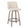26" Contemporary 360¡ã Swivel Counter Stools with Bent Wood Legs, Padded Upholstered Seat, and Round Footrest (Set of 2) for Kitchen - 2 of 4