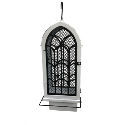 Archway Birdie Chapel Bird Feeder for Mixed Seed and Suet or Seed Cakes - White(Large)