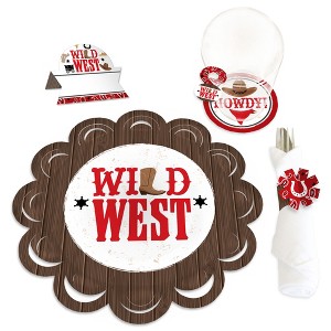 Big Dot of Happiness Western Hoedown - Wild West Cowboy Party Paper Charger & Table Decorations Chargerific Kit for 8 - 1 of 4